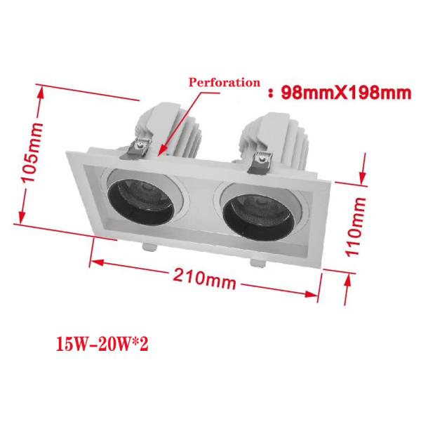 Restaurants 15W 20W*2 LED Grille Spotlight Dimmable 3000K Dual Head