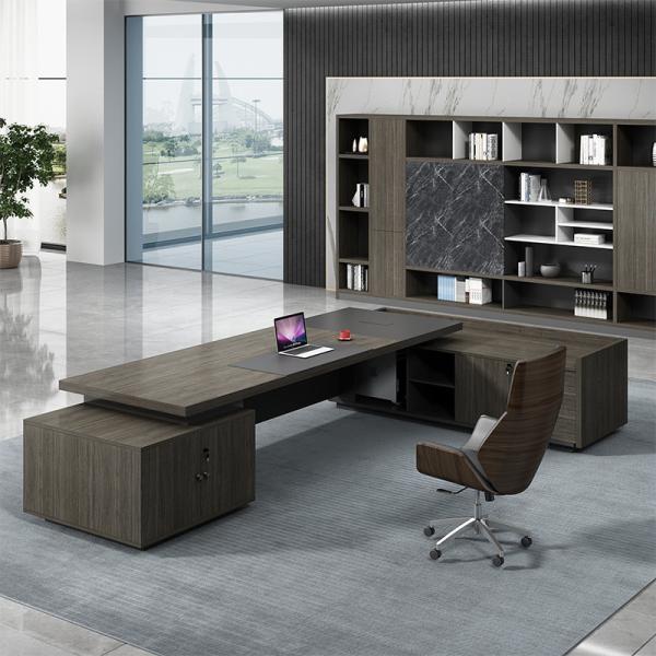 Mesa de escritório executiva grande com material de madeira MDF e estilo de design contemporâneo