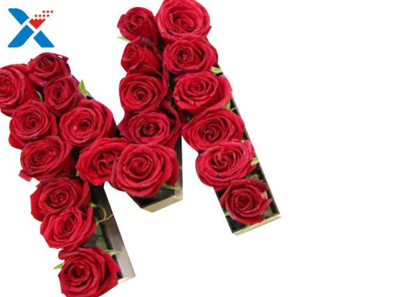 Luxury Rose Gift Acrylic Flower Box A Letter Flower Box With Lid Non - Toxic