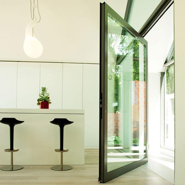 Modern Design Aluminium Pivot Front Doors Commercial Maintenance Resistance