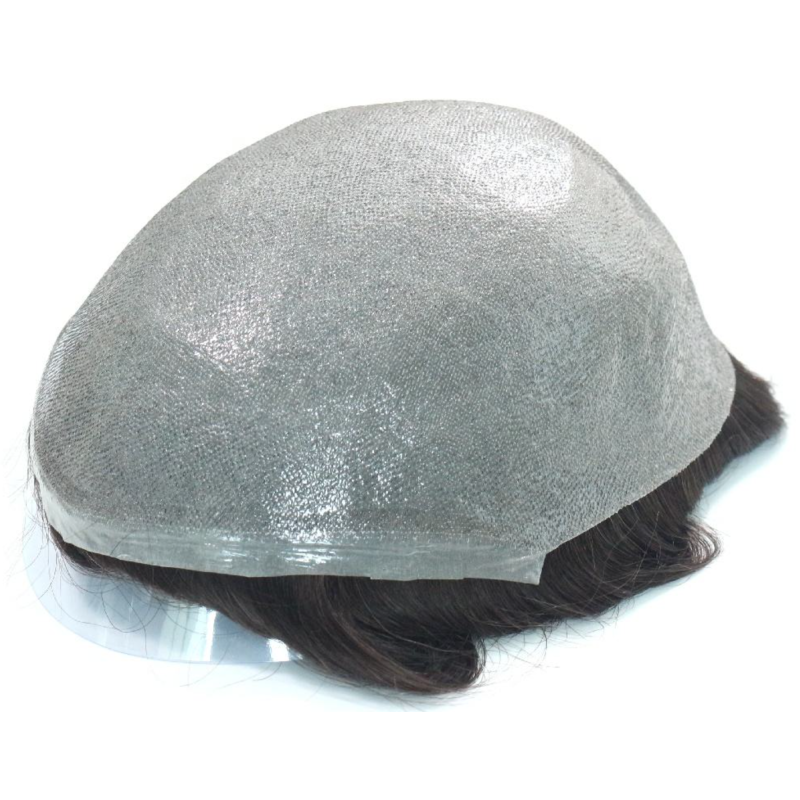 Mirage Super Thin Skin Indian Human Hair Toupee Polyskin Male Wigs Hair Replacement for Man