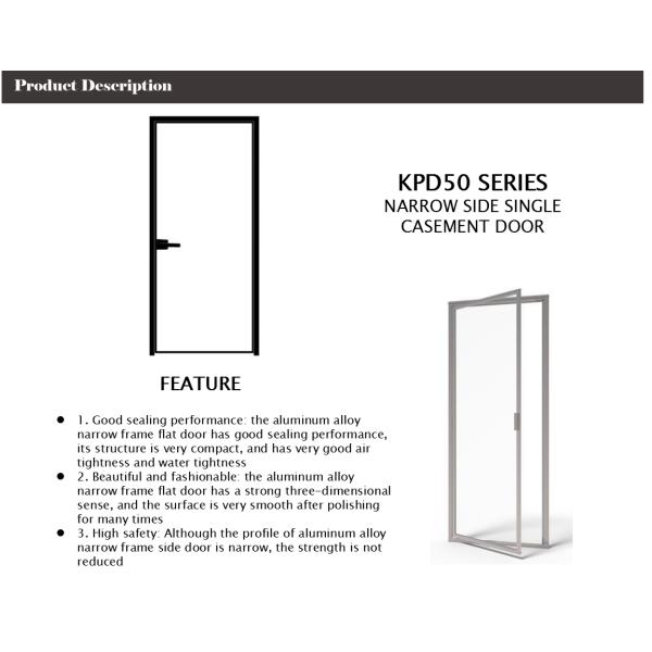 Narrow Side Aluminum Casement French Doors Black Anodized 1.5mm Thickness