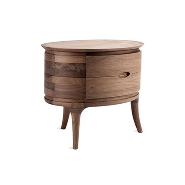 Small Modern Bedside Tables Dark Wood Round Nightstand Mute Slide Rail