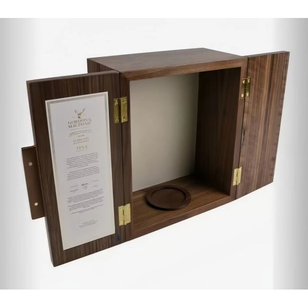 Innovative Handmade Black Velvet Double-Opening Wine Case Rectangular MDF For Retail Display Museum Whisky Brandy