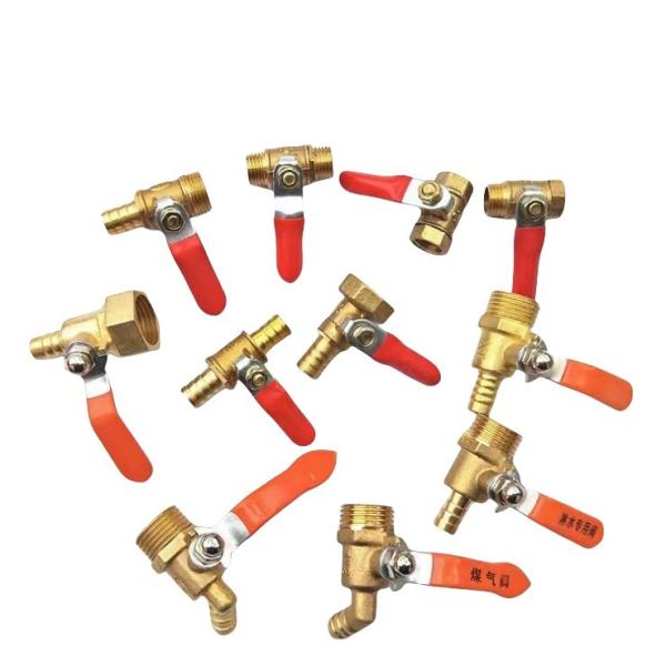 Round Pipe C10200 Brass Ball Valve Air Pneumatic Hose Barb Inline Fitting Coupling Male Thread for Water Oil Gas Fuel