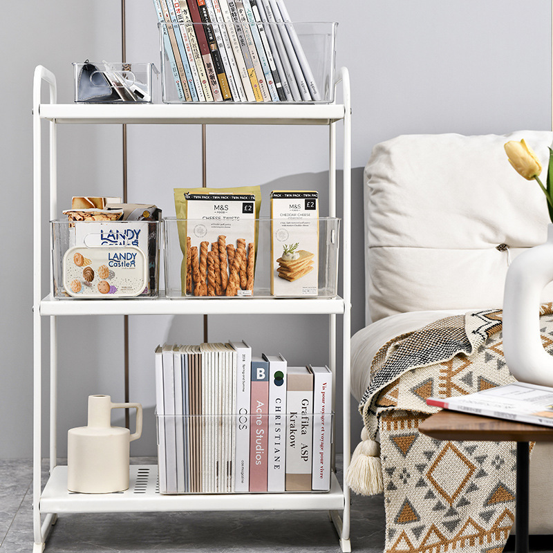 Transparent Rectangle Desktop Storage Box Household Bookcase Oversized Storage Basket Plastic Storage Box for Book Soundries