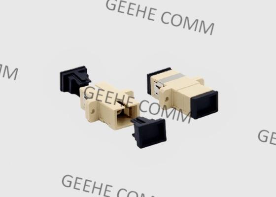 Single Mode Simplex Color Beige SC UPC Fiber Optic Cable Adapter With Flanges