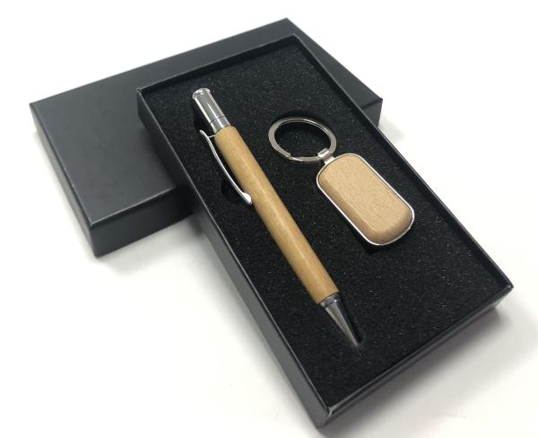 Printed Promotional Business Gifts Exclusive Keychain And Pen Stationery Gift Set
