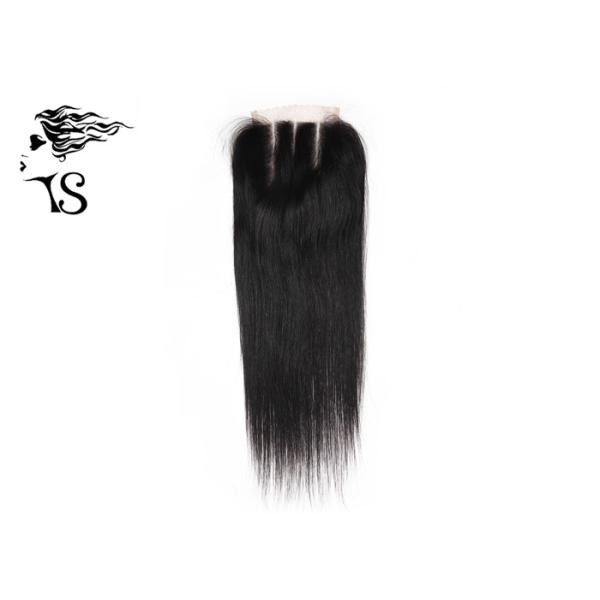 4x4 Swiss Lace Frontal Closure Three Part Silky Straight Natural Black Hair Women's Topper Pieces