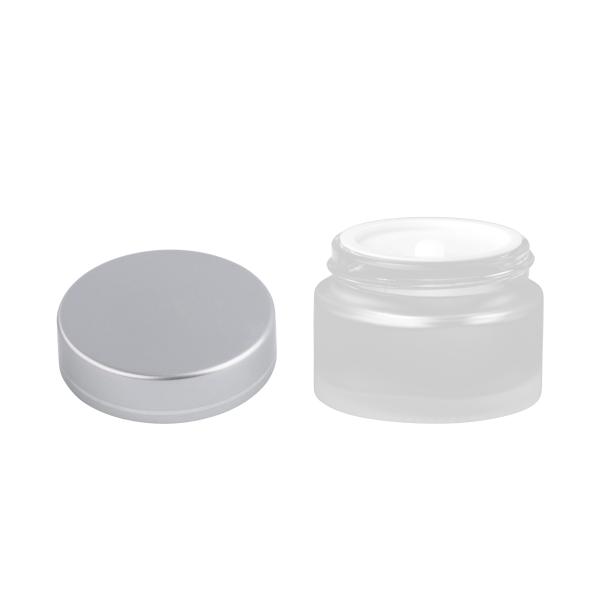 Round 20g Cosmetic Cream Jar Transparent Frosted Glass Cream Jar With Silver Plastic Lid