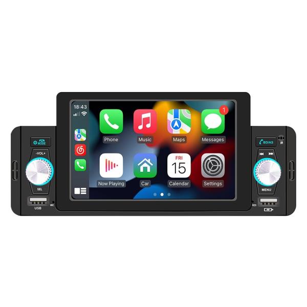 Creatall 5-Inch Car MP5 Player for Bluetooth Reversing Camera Wired/Wireless CarPlay Supports WAV MP3 APE Audio Formats USB