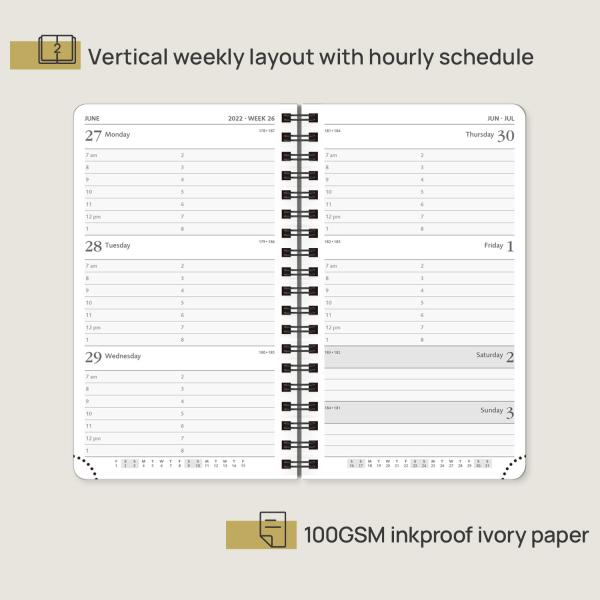 Night Blue 2023 Weekly Planner , Spiral Daily Weekly Planner FSC Paper Monochrome Pages