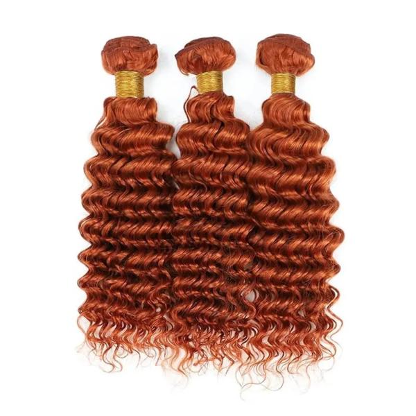 Ginger Orange Deep Wave Remy Human Hair Bundles Sew In Weave Bundles Brazilian Bundle Deals