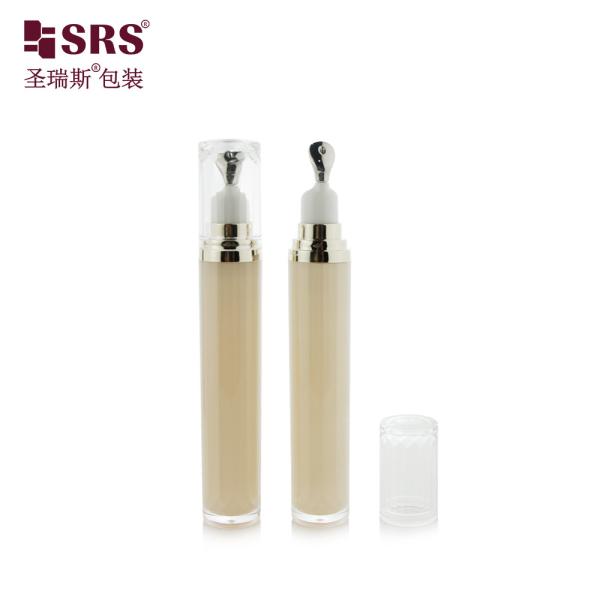 LR001-15ML Applicateur de tête métallique en argent or zinc Luxe sans fuite Crème pour soins de la peau, crème pour les yeux, lotion, gel, bouteille acrylique