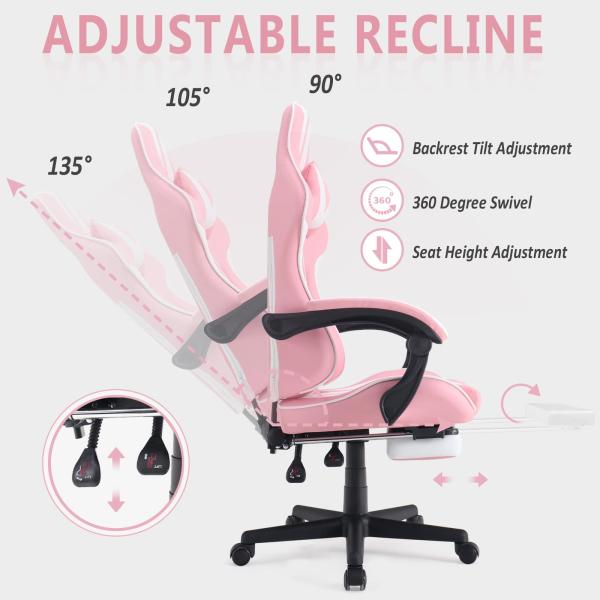 Computer Office Gaming Chair with Footrest and Lumbar Support Maximum Weight Recommendation of 300 Pounds
