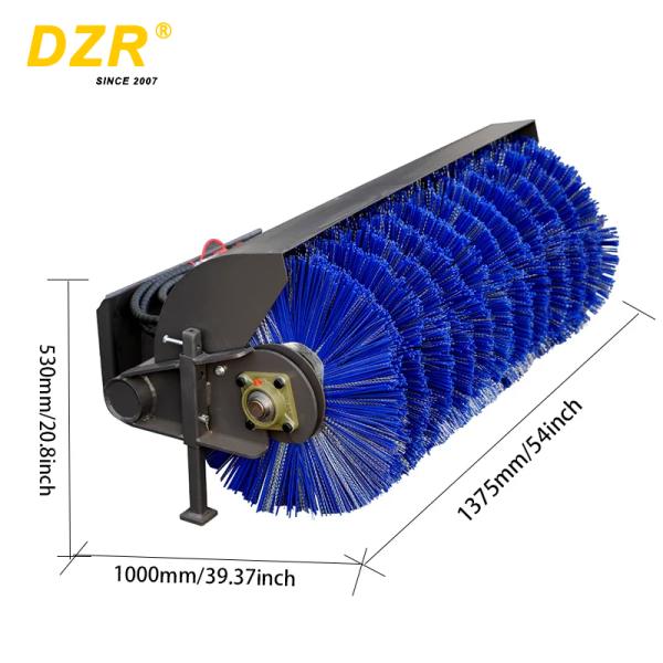 Mini Skid Steer Hydraulic Angle Broom With Poly / Wire Brush