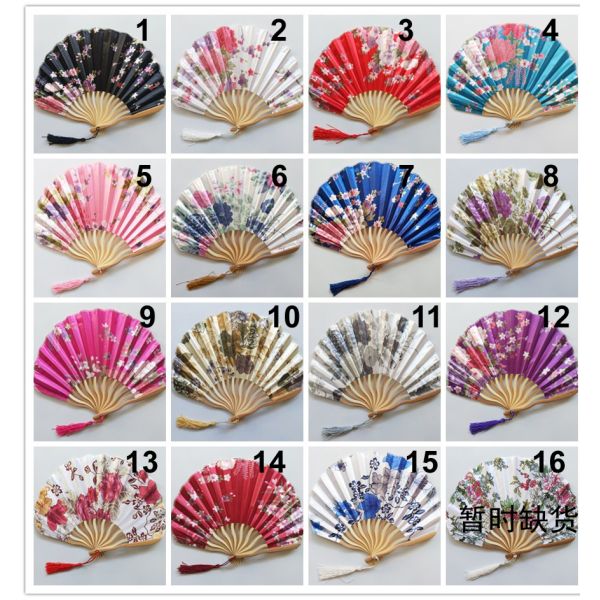 Hot Selling Seashell Flower Hand Fan Foldable Wedding Fabric Bamboo Fan