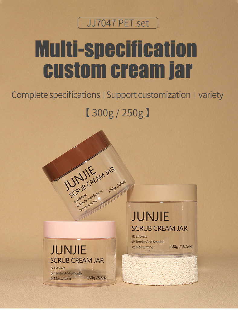 Custom Color Logo 250ml 300ml Transparent PET Cream Jars Screw Top Empty Skincare & Hair Mask Packaging UV Printed Lids