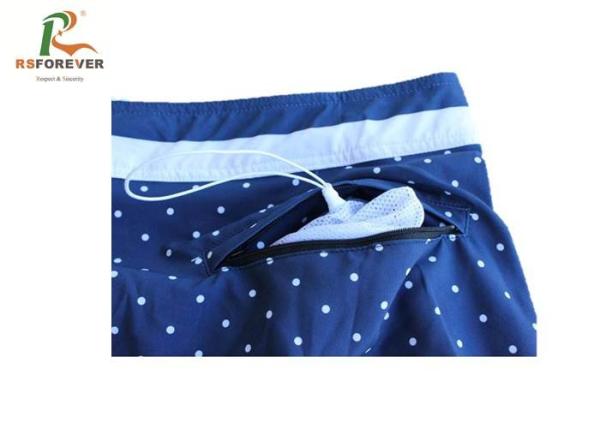 Printed Blue Ladies Swimming Shorts , Women'S Long Board Shorts Swimwear Polester