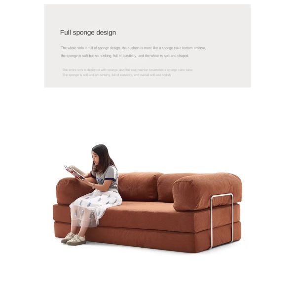 Modern Compression Sofa Set Fully Removable Fabric Sponge Filled Straight Legs Stainless Steel School Living Room Sofa Bed