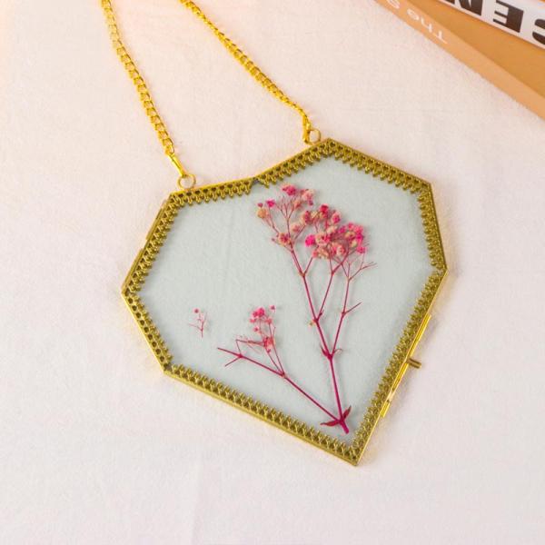 Glass love heart shape gold lace copper girls gift photo frame dried flower clip plant specimen clip wholesale