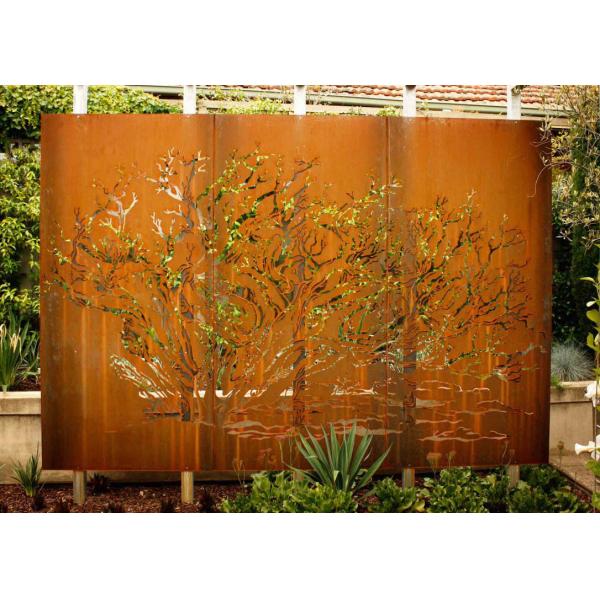 Laser Cut Corten Steel Panel / Screen Wall Mounted Metal Sculpture Rusty Naturally