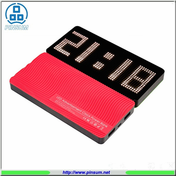 2016 New design mobile power bank 8000mah portable powerbank with clock LED Display