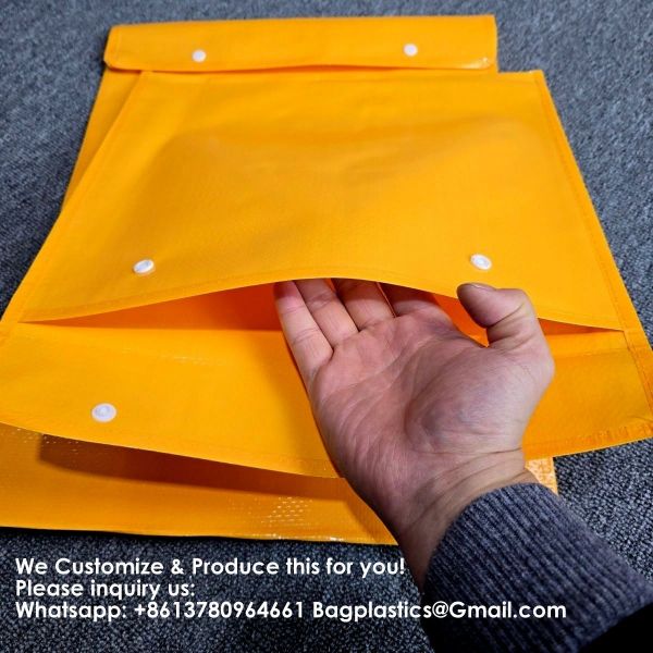 Custom Logo Polypropylene Button Closure Fabric Mailing Bag For Clothes Packaging With 2 Tape And Tear Strip On The Top Envelope Self-Adhesive Bag Express Clothing Small Card Envelope