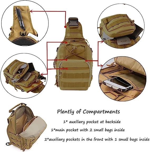 Tactical Shoulder Sling Bag Small Outdoor Chest Pack For Men Traveling, Trekking, Camping, Rover Sling Daypack