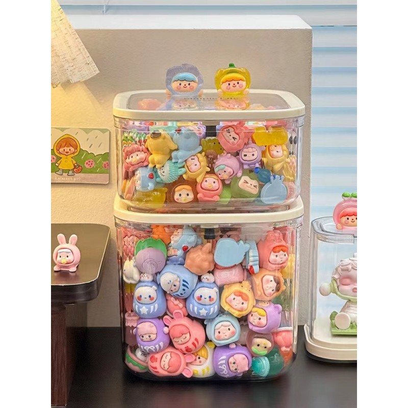 Factory Direct Minimal Vertical Stripe Design Large Capacity Toy Decor Storage Box Acrylic Transparent Dustproof Display Box