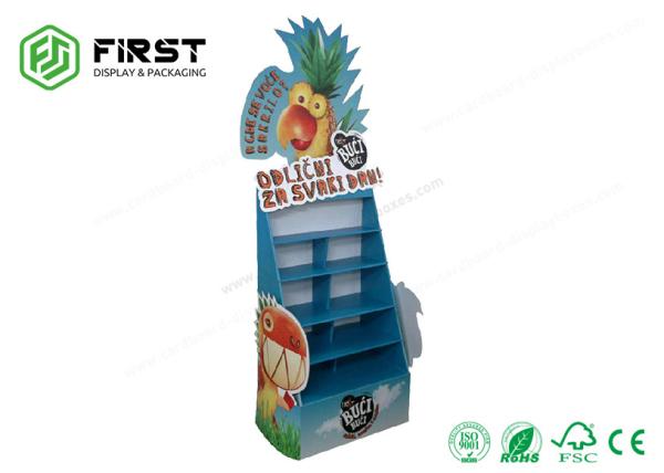 Customized 8 Grids Folding Corrugated Cardboard POP Displays Floor Stands For Supermarket