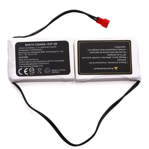 Customized 763448A-1S2P-2M 3.7V 2600mAh Rechargeable Lithium Ion Battery Pack for Snow / Ski Boots