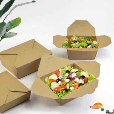 Disposable Kraft Whiteboard Take out  Food Kraft Paper Box Kraft Salad Container