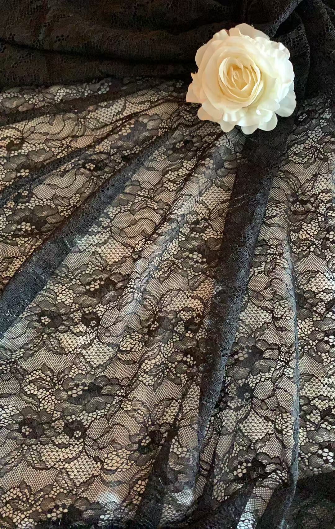 100% nylon/spandex  Rhombus Hollow Out Mesh Lace Fabric, Black Geometric Diamond Net Lace for Dress Lingerie Garment Decoration