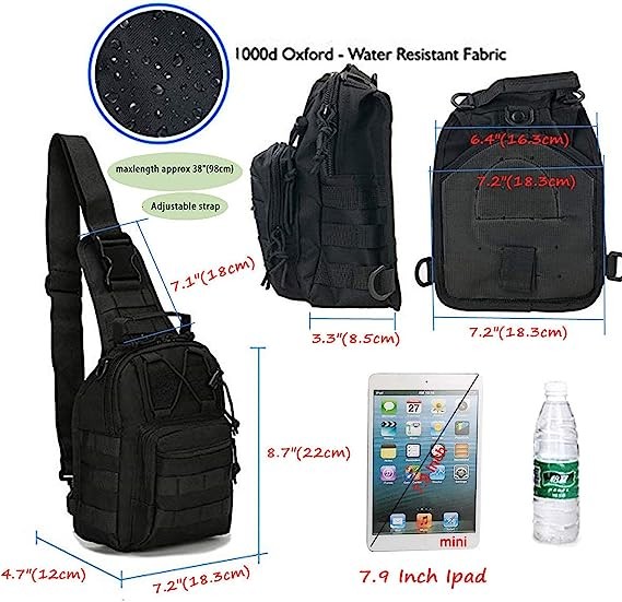 Tactical Shoulder Sling Bag Small Outdoor Chest Pack For Men Traveling, Trekking, Camping, Rover Sling Daypack