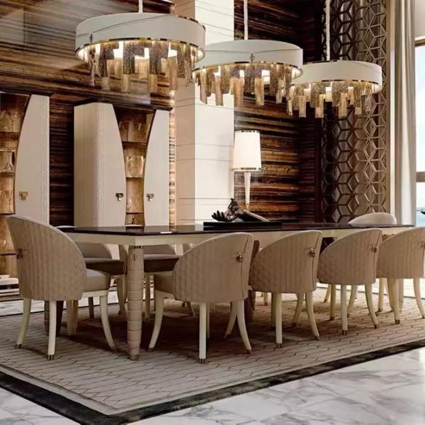 Rectangle Luxury Marble Dining Tables Modern Durable For Dine Room