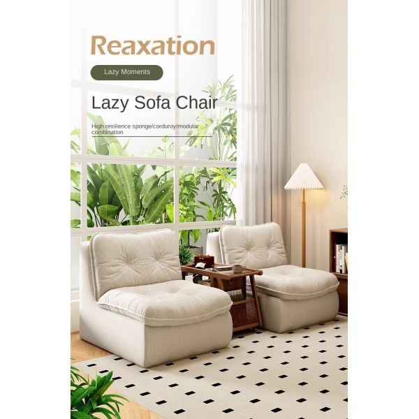 Modern Bean Bag Chair Reclining Sofa with Corduroy Fabric Modular & Portable Design for Living Room and Balcony Use