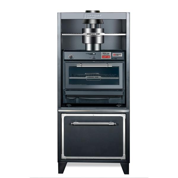 Commercial Spanish Iron BBQ Grill Double-deck Charcoal Oven with 304 Stainless Steel and Bottom Cabinet