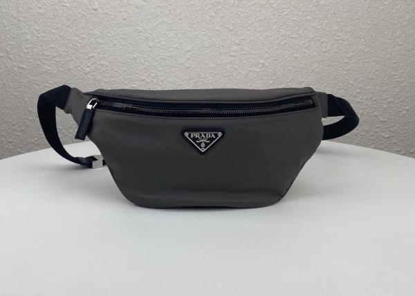Triangle Logo Blue Dumpling 33cm Ladies Waist Bag With Zipper Open