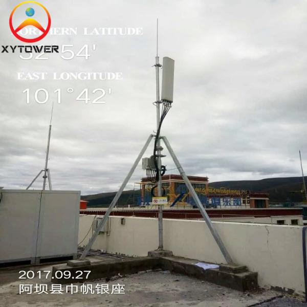 Self Supporting Hot Galvanized Steel Pipe Telecommunication Rooftop Antenna Tower