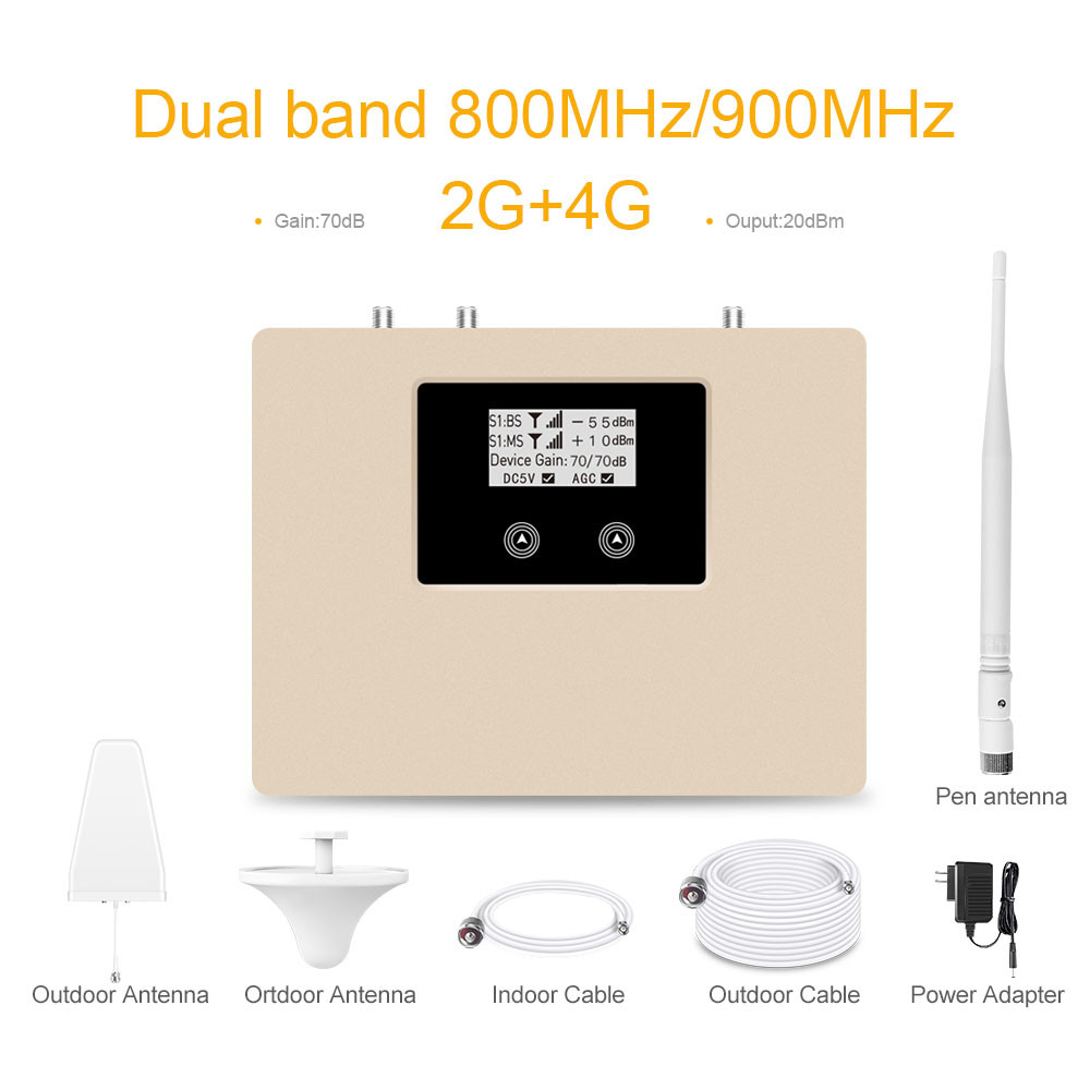 800-GSM+4G 70dB Gain Dual Band GSM Booster 4G LTE Мобильная сеть