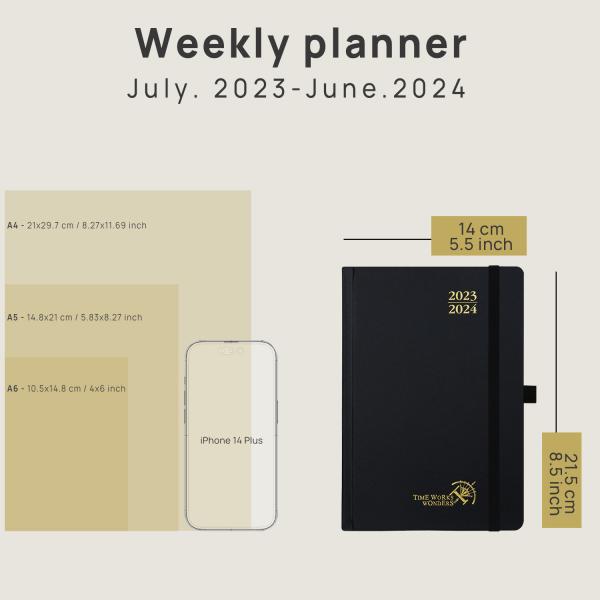 2024 Hardcover Academic Planner Weekly Monthly Page Layout Expense Pages