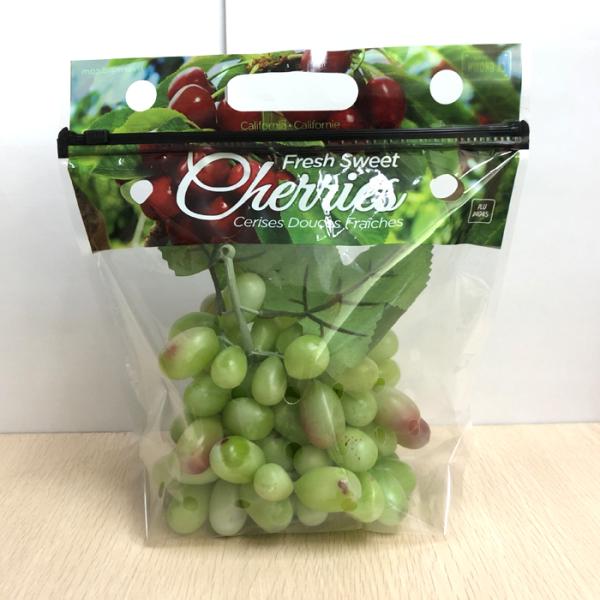 Eco Reusable Clear Fresh Fruit Bags Stand Up Food Grade For Grape / Cherry