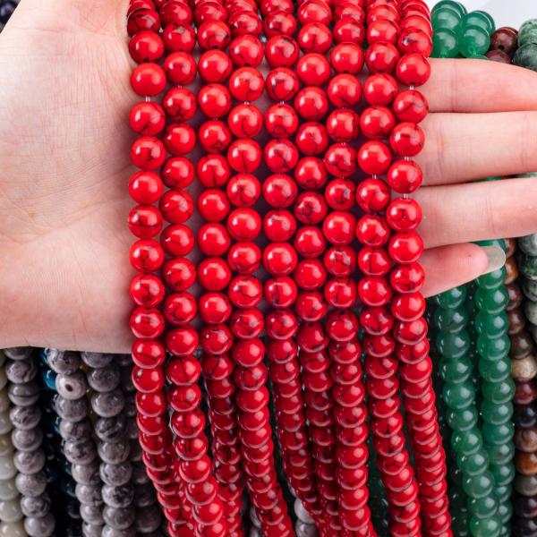 8mm de piedra preciosa rojo turquesa hecha por el hombre cuentas de piedra cristalina curativa cuentas para la fabricación de joyas