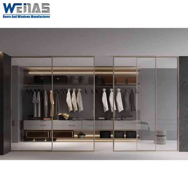 Space Saving Interior Sliding Doors Room Dividers Ultra Narrow Frame Cloakroom With Sound Insulation