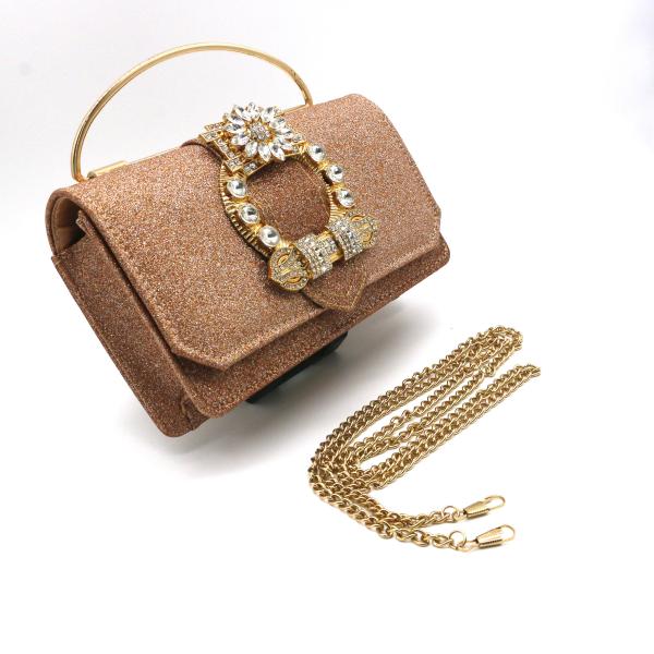 Inlaid Diamond Artificial Leather Handbags , Women Evening Clutch 19×12×5cm