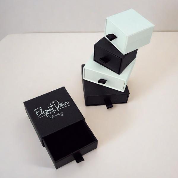 Налаженный логотип Горячая серебряная фольга штамповки ящик ящик ювелирные изделия упаковка подарочная коробка с лентой