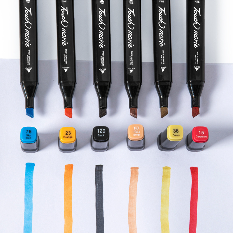 Creative Stationery Wholesale OEM 60colors Sketch Pen Double-ended Triangle Marker Pen for Kids Art Painting