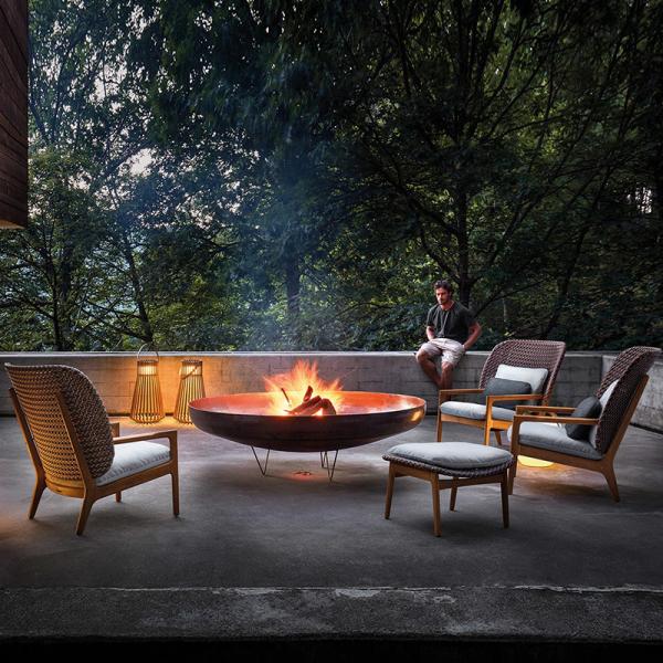 Contemporary PE Rattan Chairs Teak Wood Rocking Chair Set Outdoor Customized Furniture