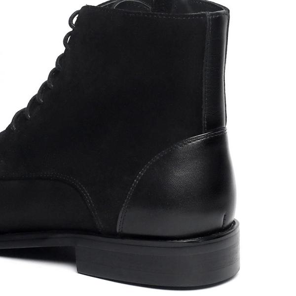 Elegant Perforation Black Mens Leather Dress Boots